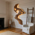 Organic Contour Solid Wood Wall Light With Ambient Glow, 39 to 63 Inch