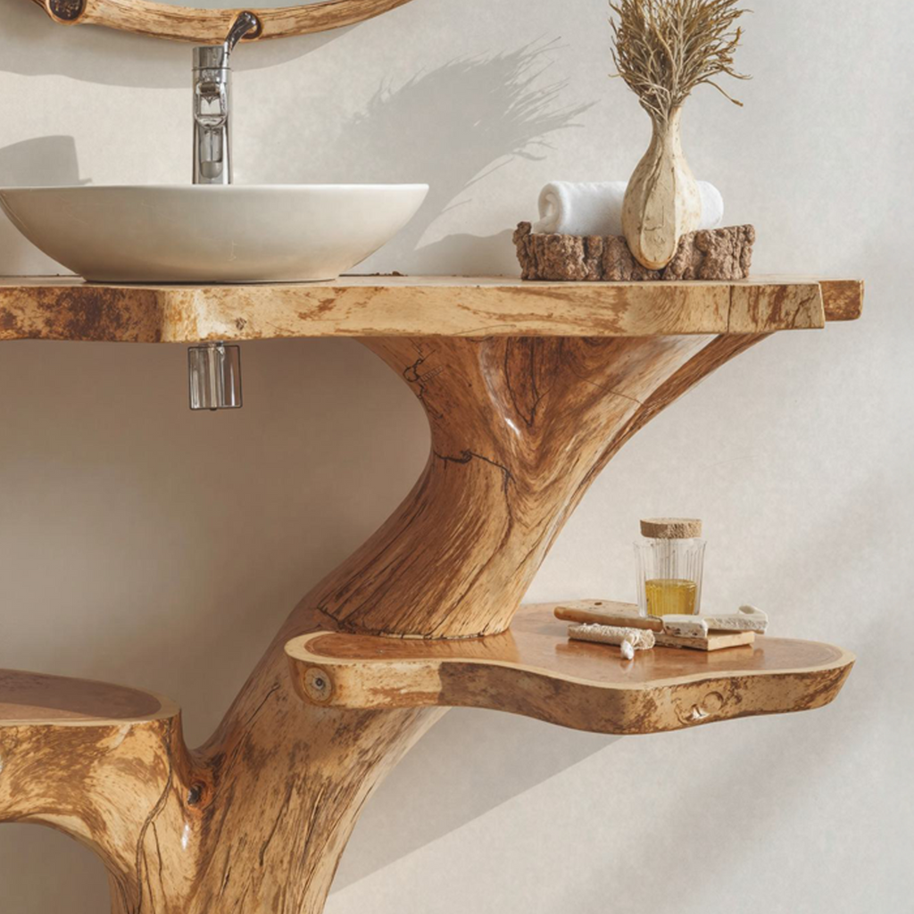 Live Edge Wood Floating Bathroom Vanity Counter Shelf