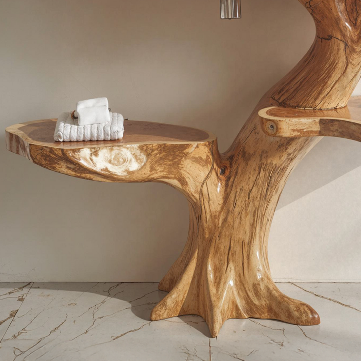 Live Edge Wood Floating Bathroom Vanity Counter Shelf