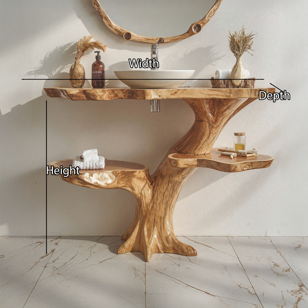 Live Edge Wood Floating Bathroom Vanity Counter Shelf