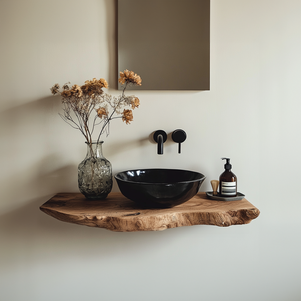 Handcrafted Live Edge Bathroom Vanity Shelf Rustic