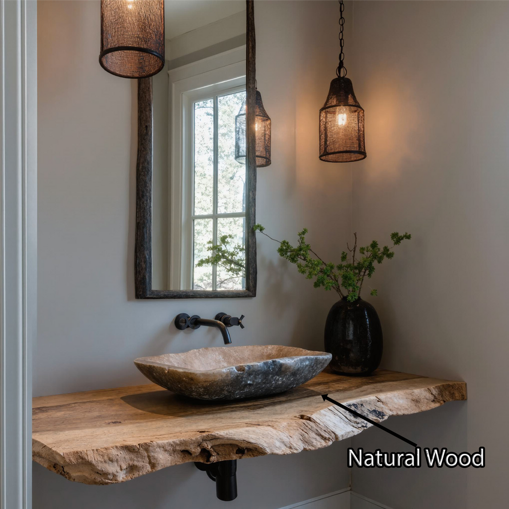 Rustic Floating Vanity Slab Shelf For Bathrooms, 2 Inch Thick