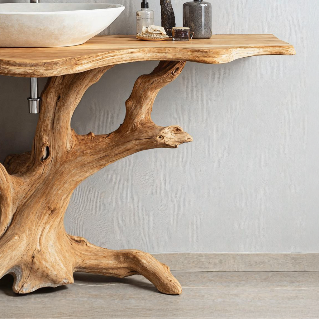 Reclaimed Wood Live Edge Bathroom Vanity Top, 30 To 80 Inch