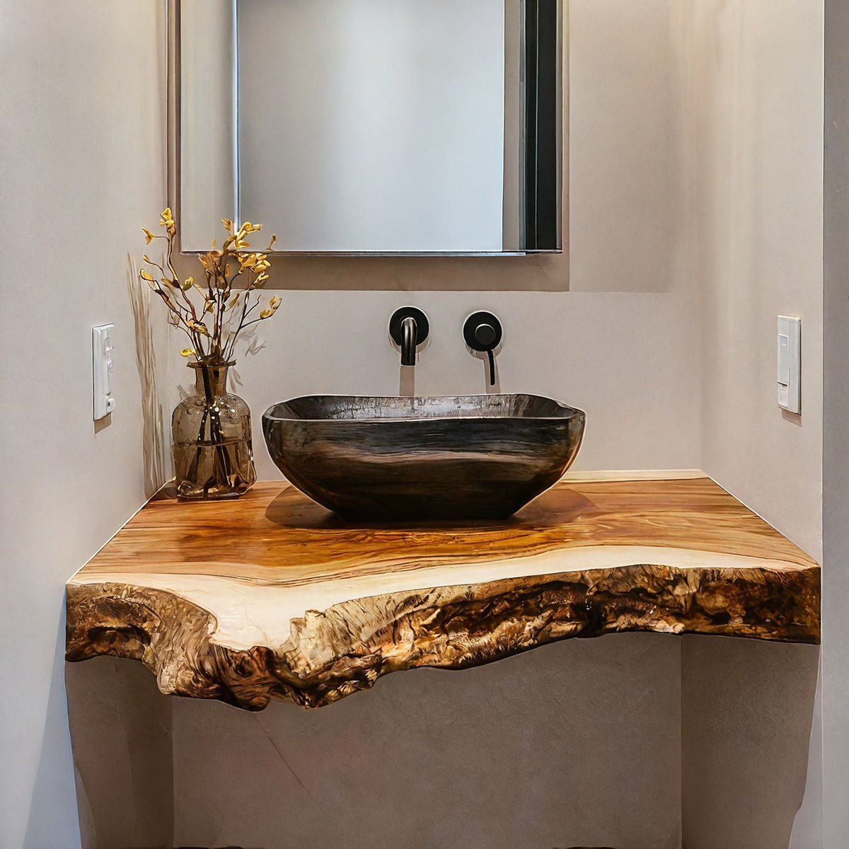 Farmhouse Solid Wood Vanity Bathroom Decor Ideas