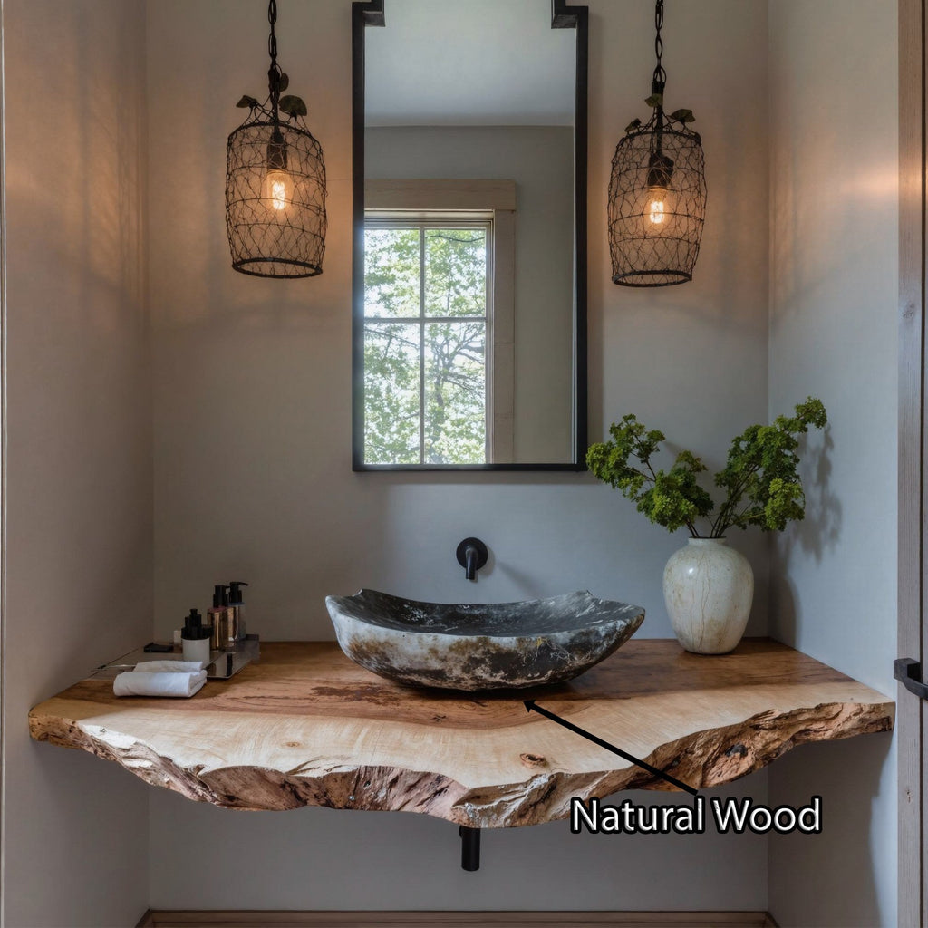 Natural Rustic Bathroom Vanity Floating Shelves For Cozy Spaces