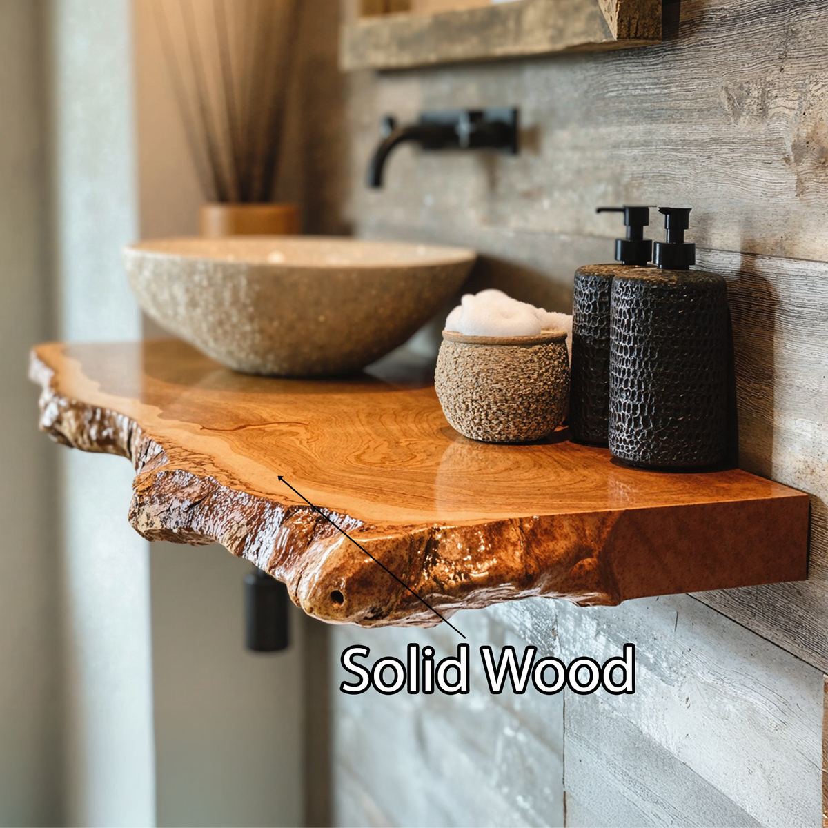 Floating Wood Bathroom Shelf