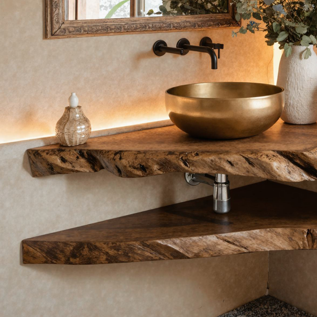Handcrafted Bathroom Corner Vanity Shelf