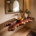 Floating Bathroom Vanity Shelf, Rustic Solid Wood Under-Sink Top