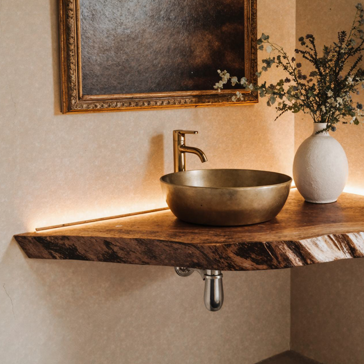 Handcrafted Counter Bathroom Corner Shelf