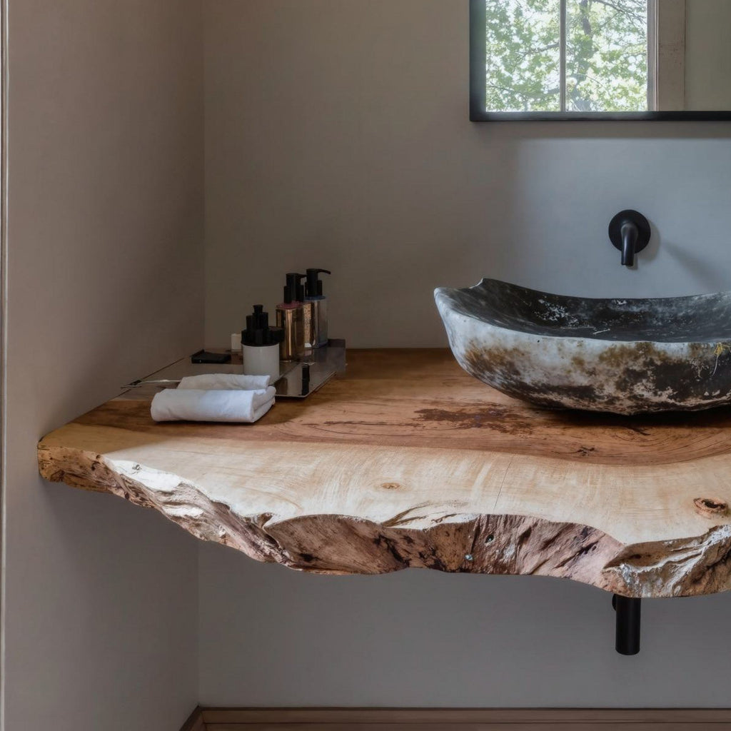 Natural Rustic Bathroom Vanity Floating Shelves For Cozy Spaces