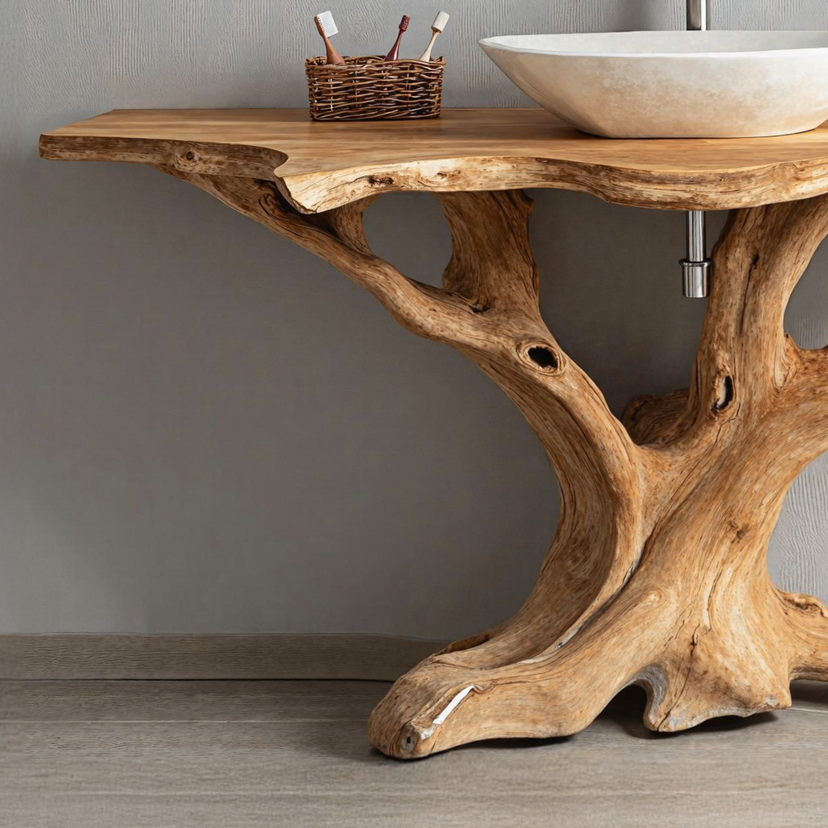 Reclaimed Wood Live Edge Bathroom Vanity Top, 30 To 80 Inch