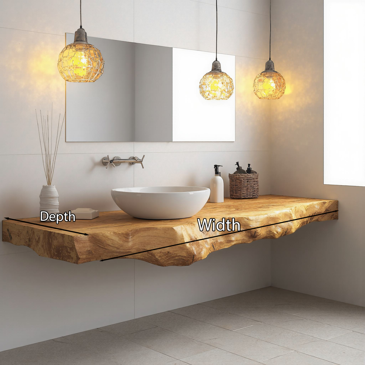 Farmhouse Floating Live Edge Vanity For Rustic Bathroom