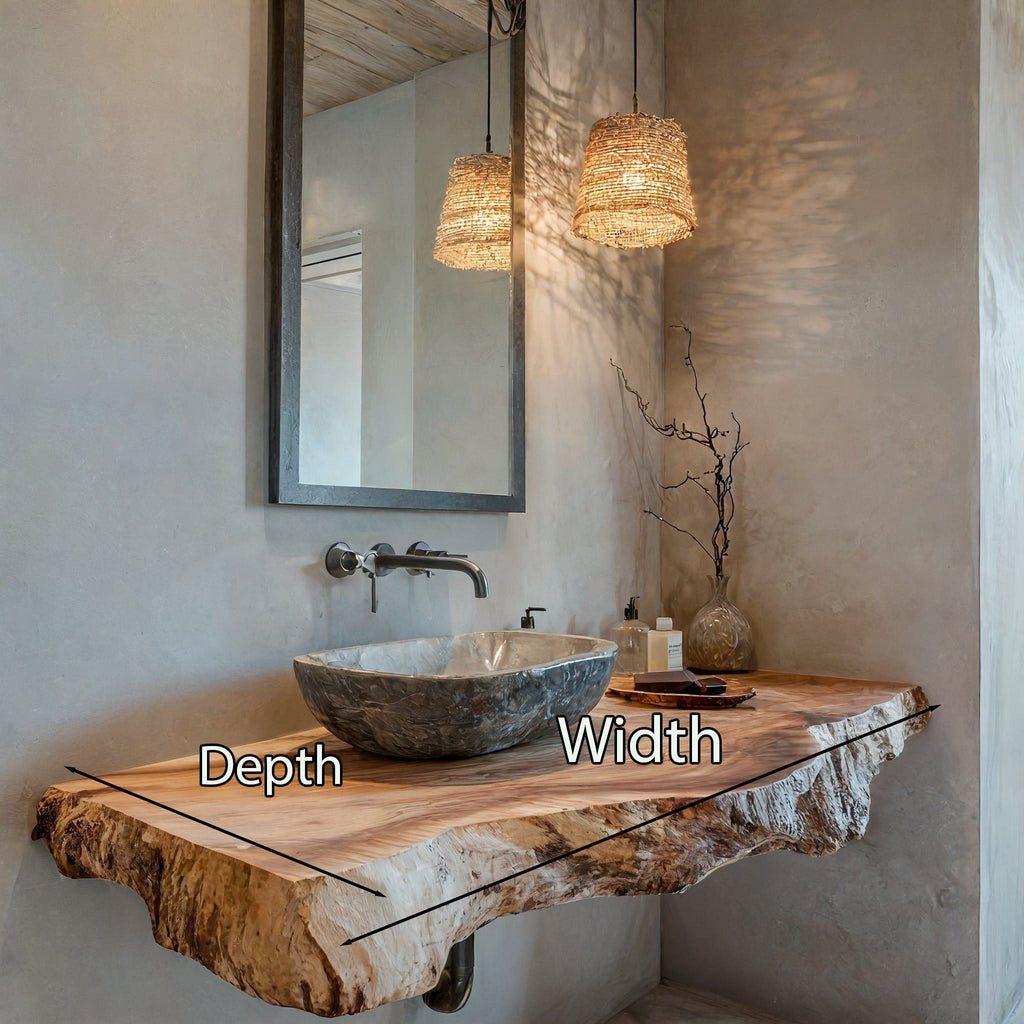 Bathroom Vanity Shelf, Traditional Thick Wood Sink Countertop
