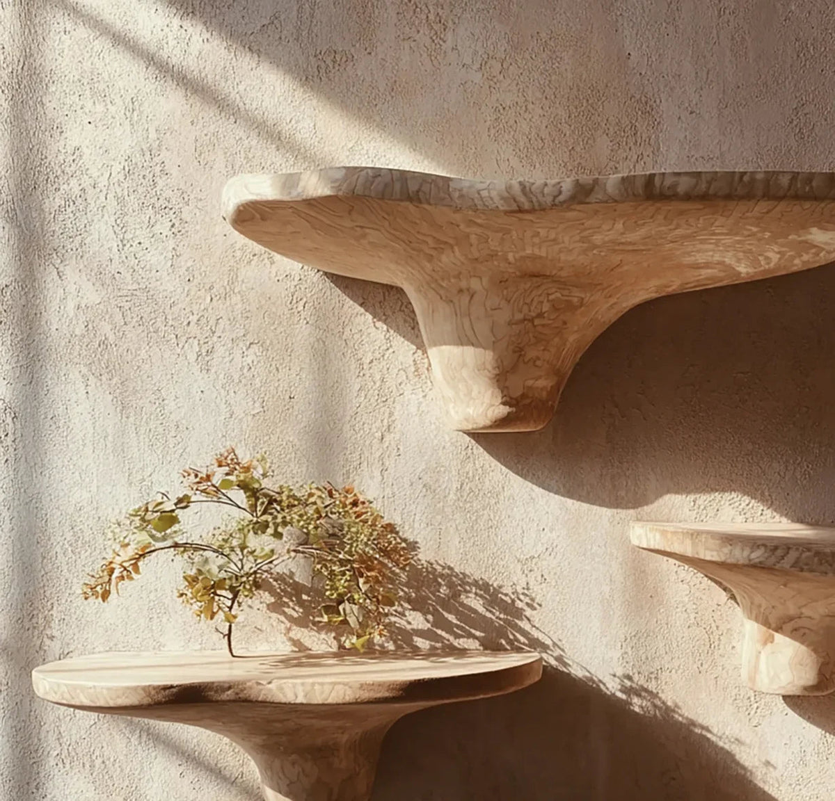 Rustic Mushroom Floating Shelves With Hidden Brackets