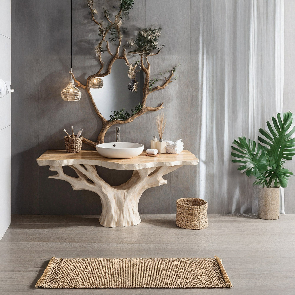 Modern Rustic Solid Wood Bathroom Vanity For Cozy Bathroom Spaces