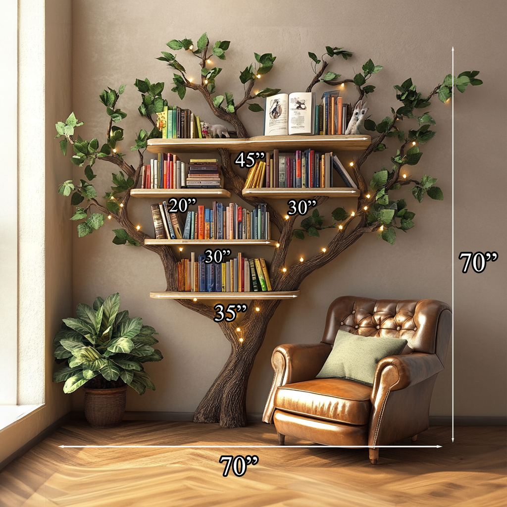 Black Tree Bookshelf Floating Shelf Bookcase