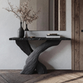 Black Console Table, Mid Century Modern Solid Wood Hallway Table