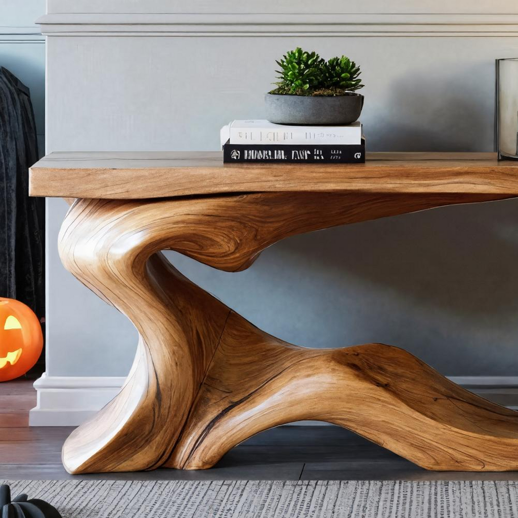 Farmhouse Console Table, Live Edge Solid Wood Sofa Table for Foyer