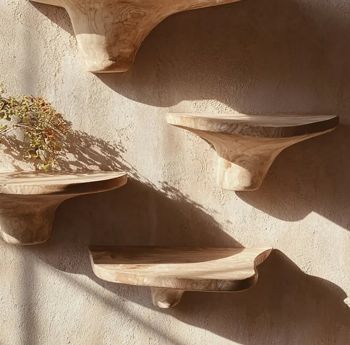 Rustic Mushroom Floating Shelves With Hidden Brackets