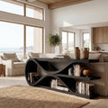 Fluid Form Curved Wood Console Table With Storage For Living Rooms
