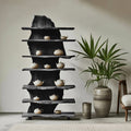 Rustic Solid Wood Standing Shelf For Entryway Design Ideas