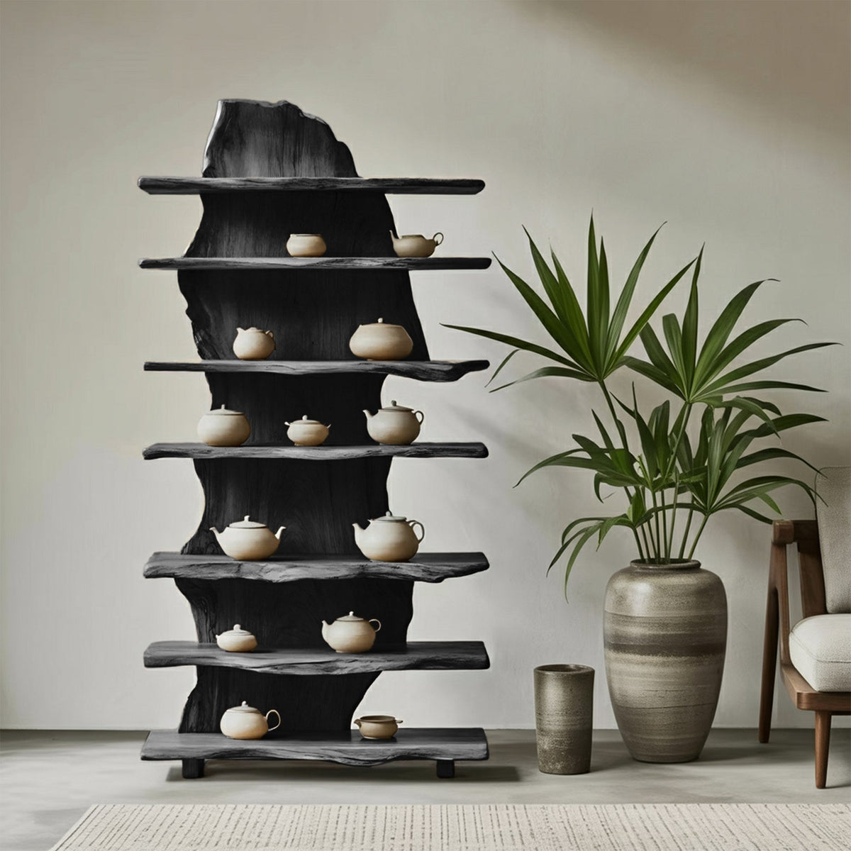 Rustic Solid Wood Standing Shelf For Entryway Design Ideas