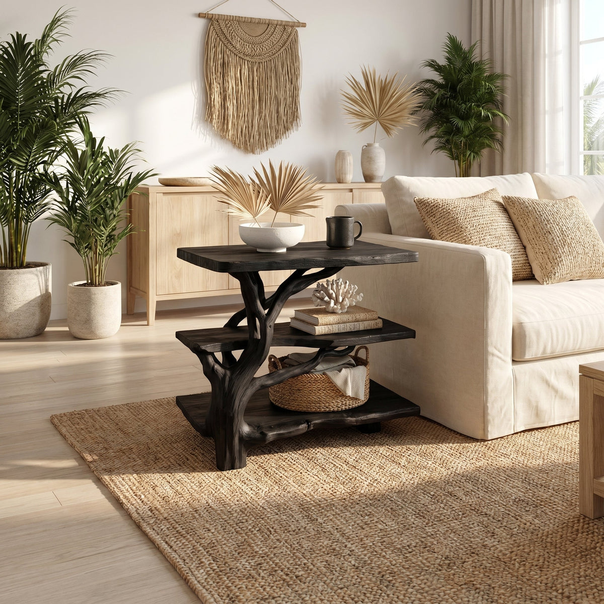 Rustic Tree Slab Bedside Table