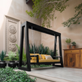 A-Frame Wood Porch Swing Bench for Garden or Deck, 65 to 86 in Tall