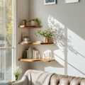 Handcrafted Corner Bookshelf Indoor Design Ideas