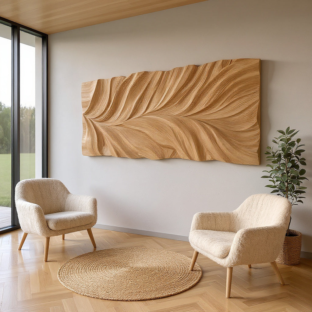 Botanical Wall Art With Leaf Relief For Office