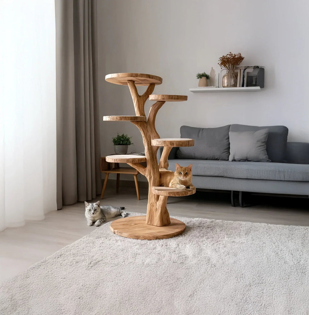 Modern Solid Wood Climbing Tower & Unique Living Room Cat Furniture