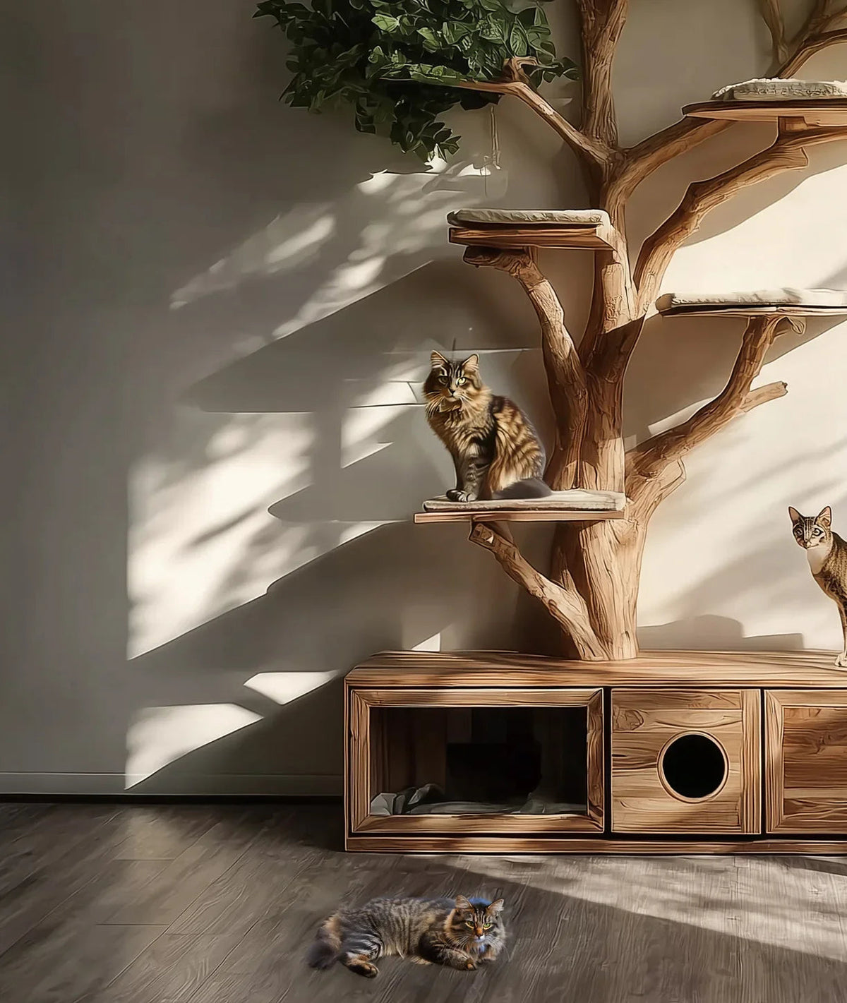 Handmade Wooden Cat Tree Tower