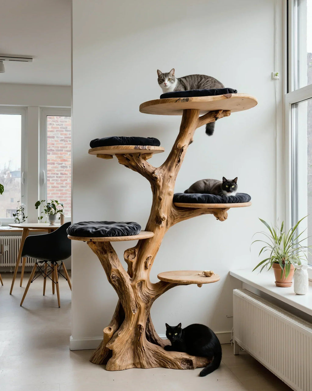 Handcrafted Large Wooden Cat Tree