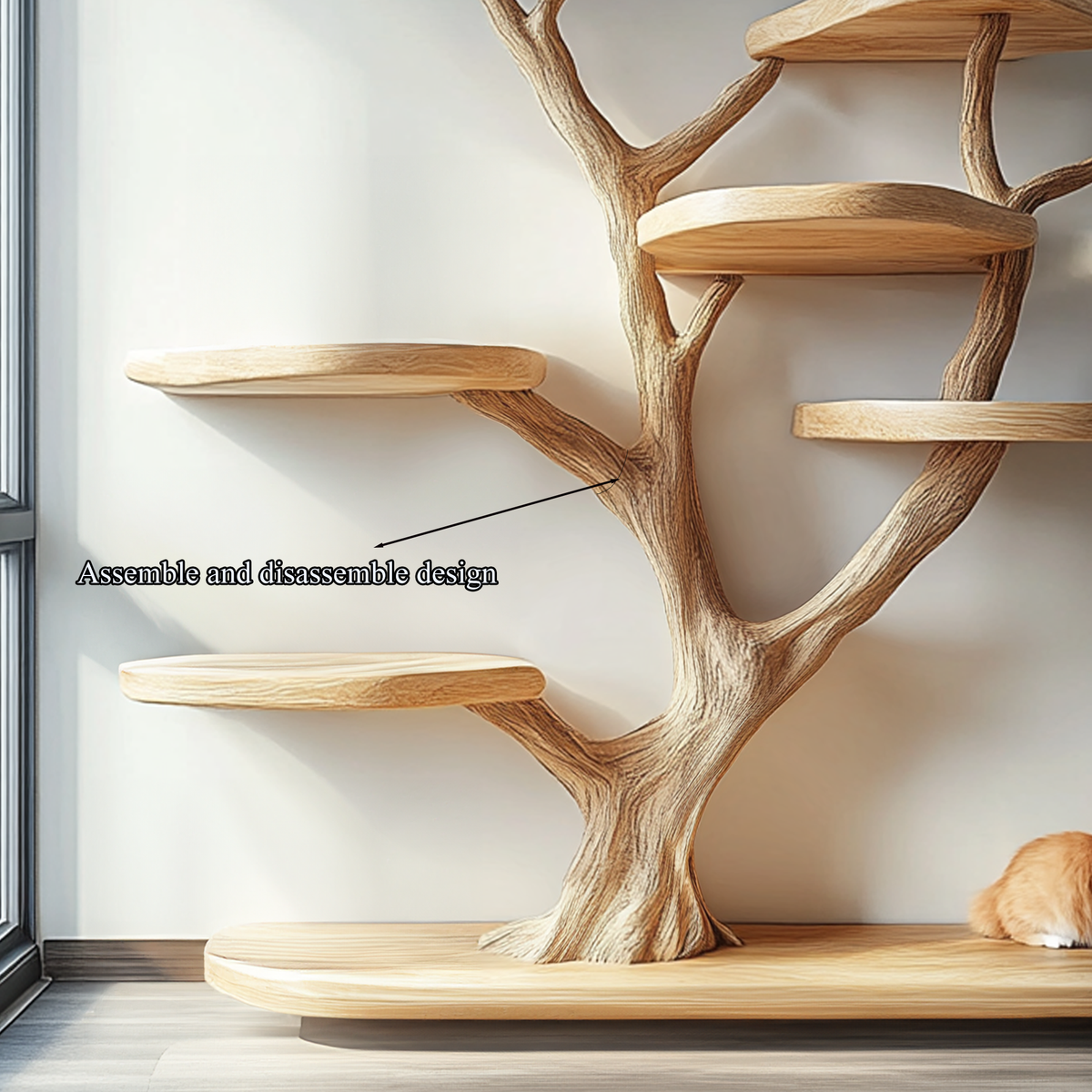 Branch Platform Wood Cat Climbing Tree, 70 in High x 60 in Long
