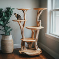 Wooden Cat Tree Tower Modern Cat Tree Free Standing Natural Solid Wood