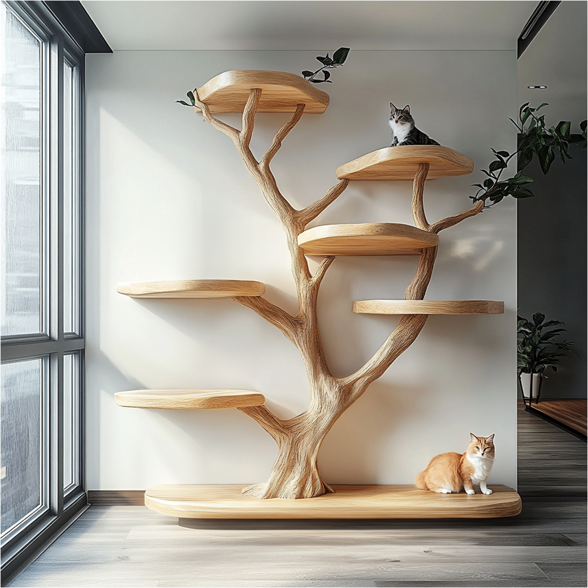 Branch Platform Wood Cat Climbing Tree, 70 in High x 60 in Long