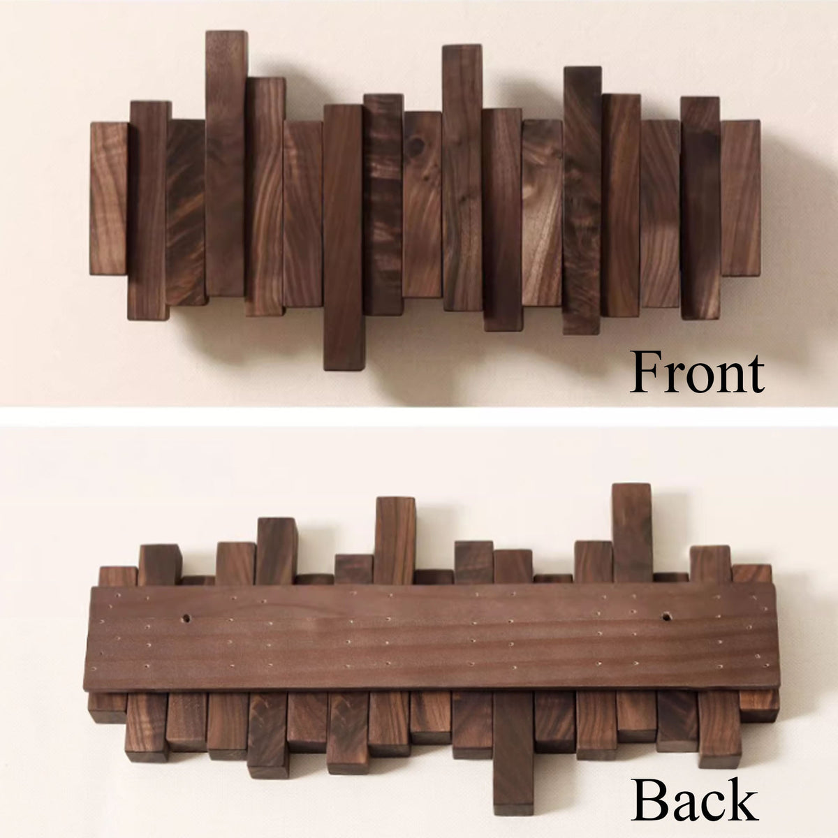 Piano Key Coat Rack, Wall Mounted Solid Wood Hooks for Entryway