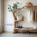 Tree Shaped Freestanding Wood Garment And Shoe Rack, 60 Inch