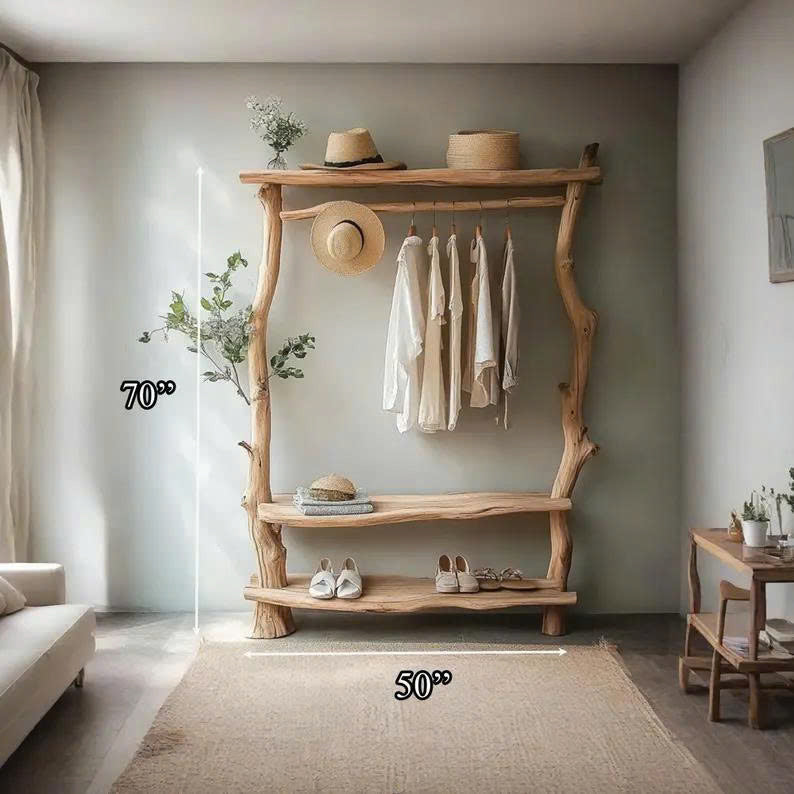 Handmade Wooden Tree Branch Coat Rack Home Decor Gift