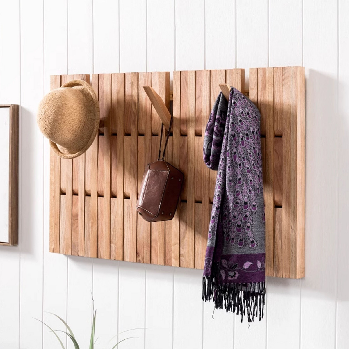 Piano Hat Rack, Wall Mounted Solid Wood Keyboard Hooks for Entryway