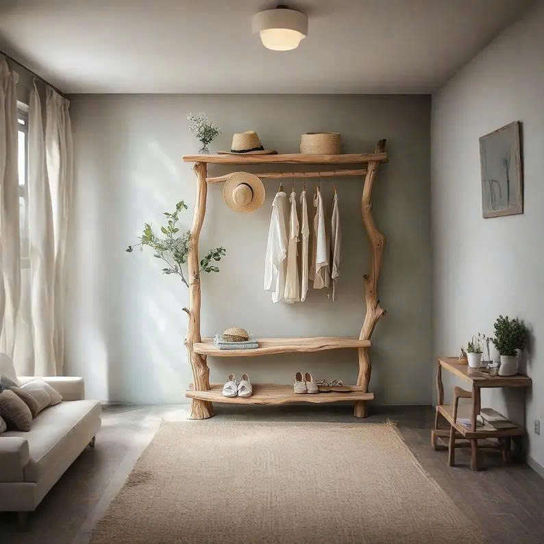 Handmade Wooden Tree Branch Coat Rack Home Decor Gift