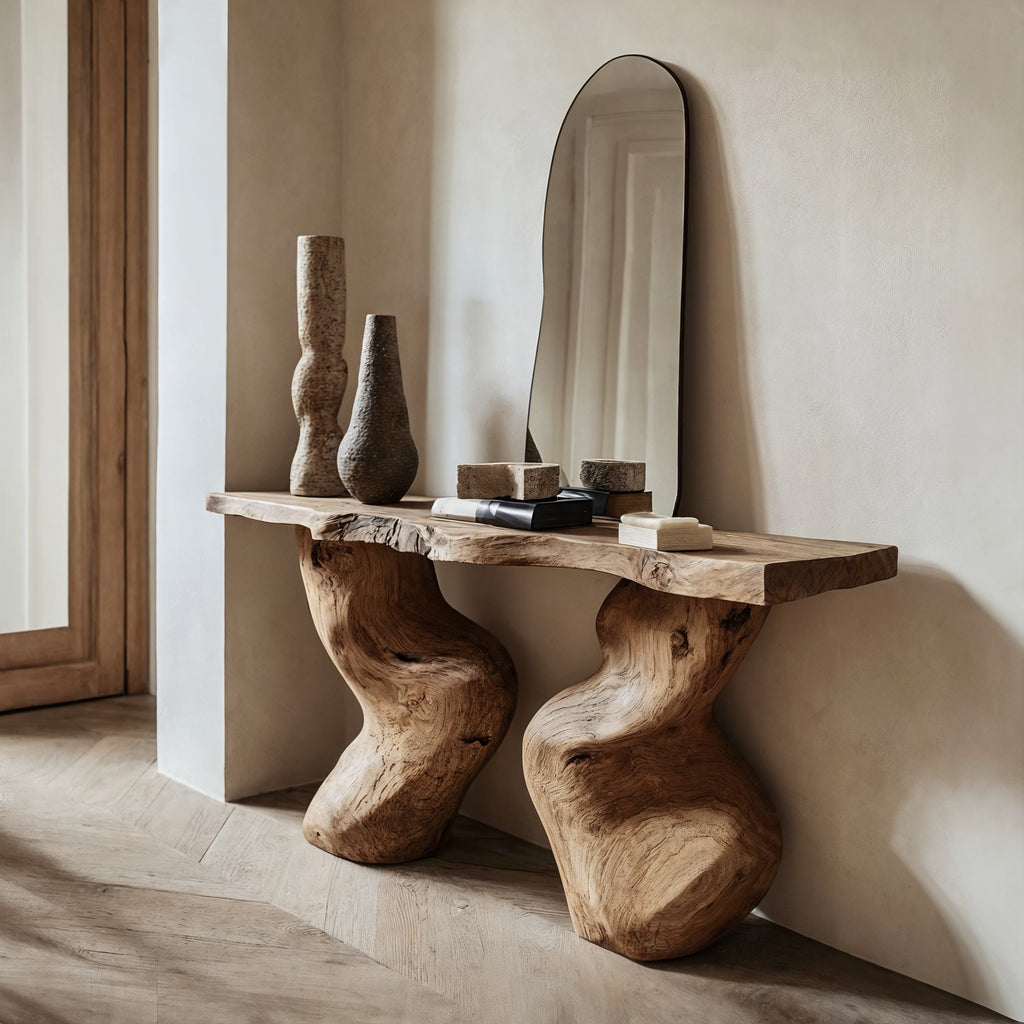Simple Solid Wood Hall Table With Natural Grain, 40 To 71 Inch