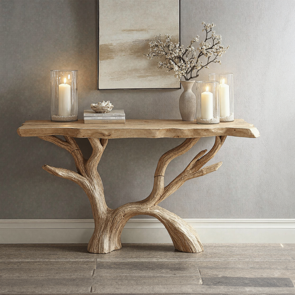 Entryway Console Table, Rustic Solid Wood Hallway Accent