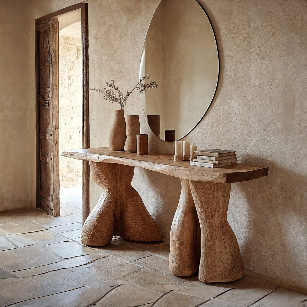 Rustic Modern Solid Wood Foyer Console, 40 To 71 Inch Long