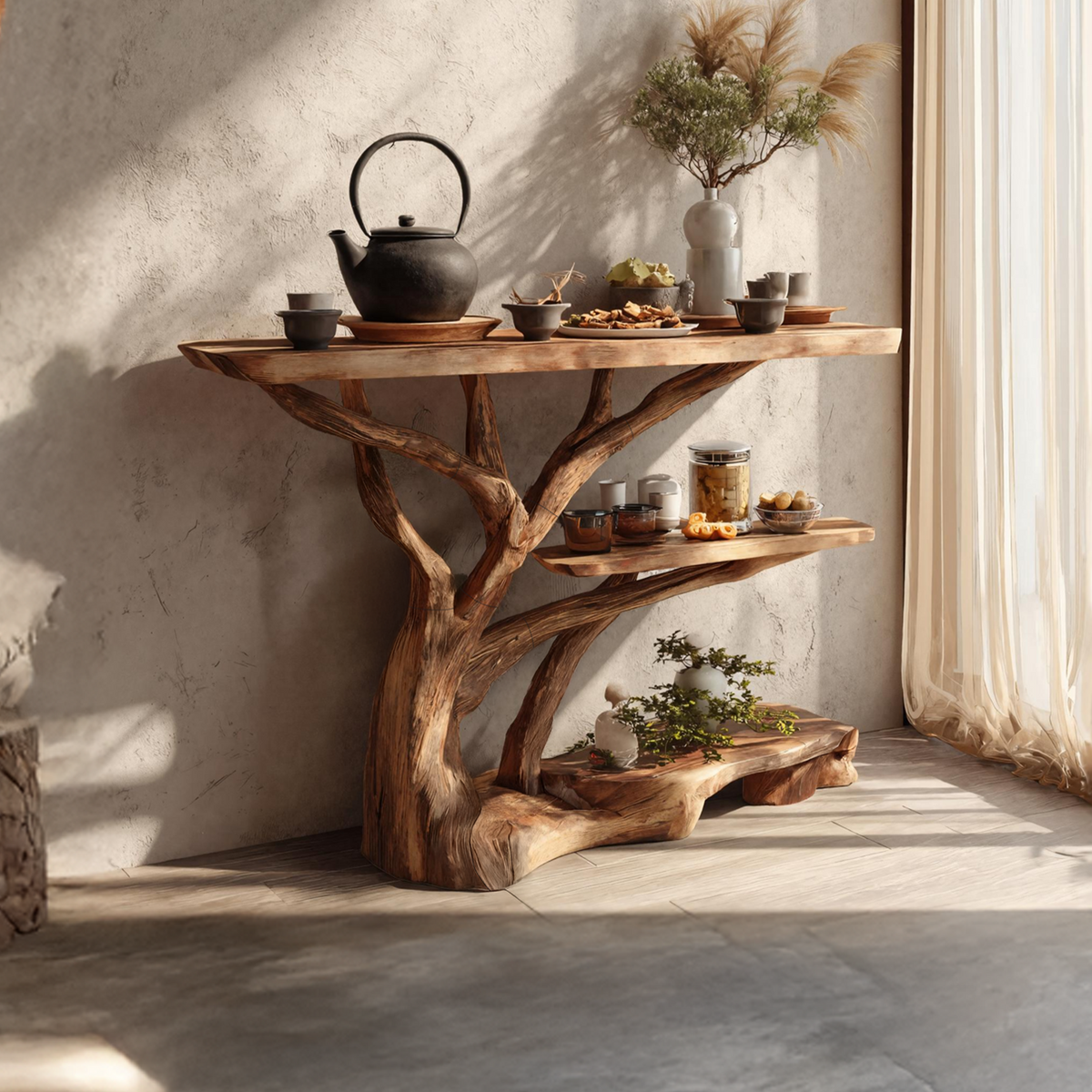 Farmhouse Solid Wood Console Table For Cozy Entryway Furniture Design