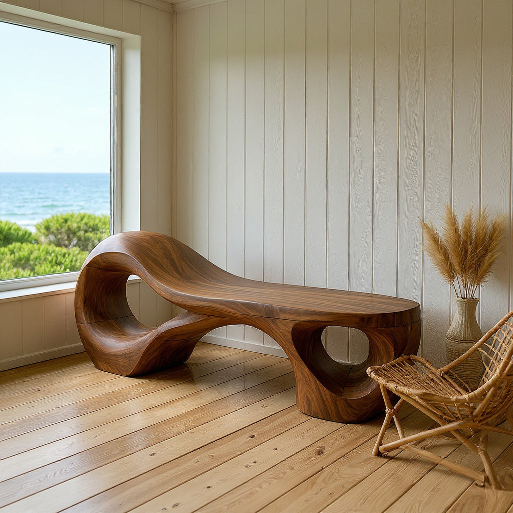 Contemporary Arched Cutout Bench For Courtyard Interior Area