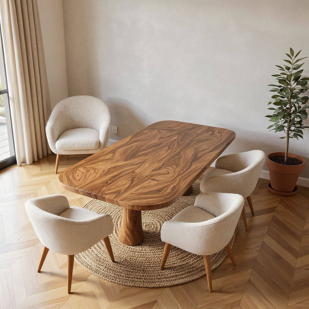Live Edge Wood Dining Table For Kitchens, 63 to 79 Inch