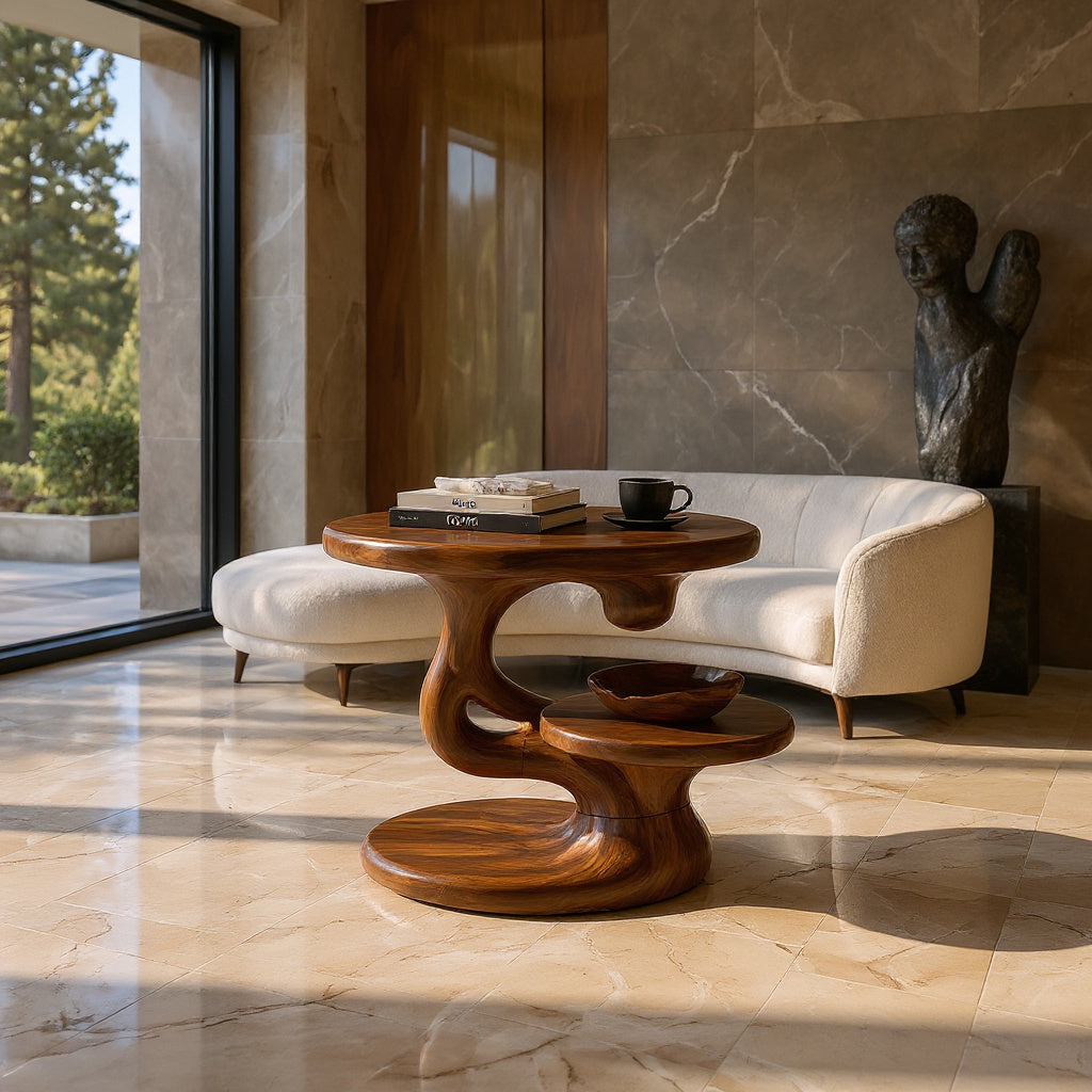 Floating Look Wood Side Table For Cabin Or Mountain Retreat