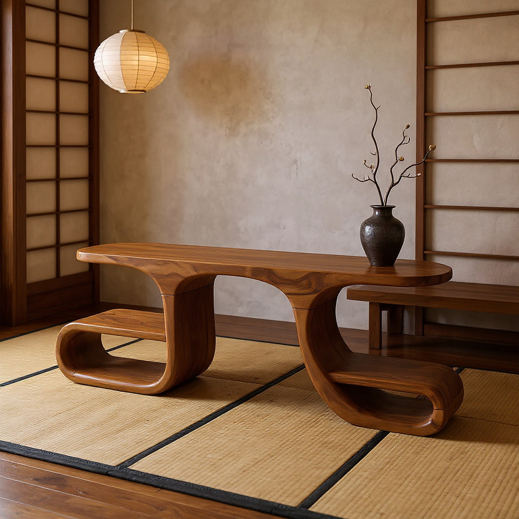 Finished-All-Round Flowing Console Table For Open Plan Rooms