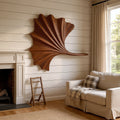 Ginkgo Leaf Shaped Sculptural Wood Wall Shelf For Display